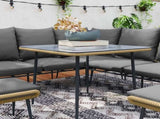 6 Piece Garden Furniture Set, Garden Corner Sofa Set with Thickened Cushions, Glass Top Table, T3398P314766