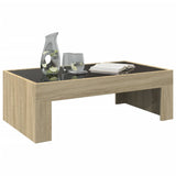 ZNTS Coffee Table with Infinity LED Sonoma Oak 90x50x30 cm 847618