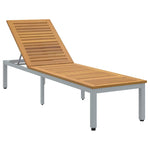 Sun lounger Reclining Grey 200 x 55 x 35cm Solid Acacia wood 4010621