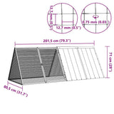 Rabbit Cage Grey 201.5x80.5x71 cm Galvanised Steel 171538
