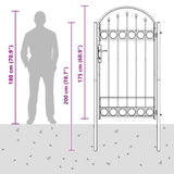Fence Gate ASSEN 100 x 175 cm Powder-Coated Steel Grey Lockable 42008928