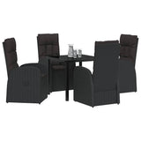 Garden Dining Set with Cushion 5 pcs Black Poly Rattan 3379521