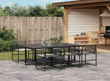 7 Piece Garden Dining Set with Cushions Black Poly Rattan 3295024