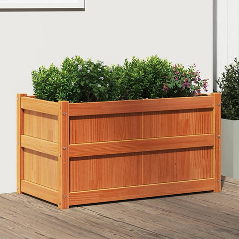 Garden Planter Wax Brown 90x50x50 cm Solid Wood Pine 837463