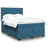 Box Spring Bed with Mattress Blue 140x190 cm Velvet 3290922