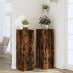 Plant Stands 2 pcs Smoked Oak 33x33x100 cm Engineered Wood 3307886