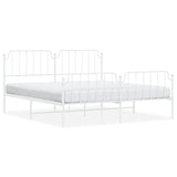 ZNTS Metal Bed Frame with Headboard and Footboard White 180x200 cm Super King 373958