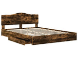 Storage Bed with Drawer Smoked Oak 140 x 190 cm Engineered Wood 3413510