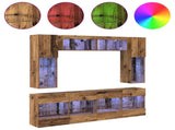 TV Wall Cabinet Set with LED 6 pcs Old Wood Engineered Wood 3402995