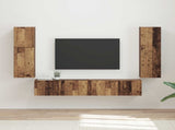 TV Cabinet Set Wall-mounted 4 pcs Old Wood Engineered Wood 3409040