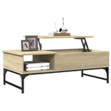 Coffee Table Sonoma Oak 100x50x35 cm Engineered Wood and Metal 845392