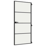 Interior Door Slim Black 93x201.5 cm Tempered Glass&Aluminium 155121