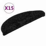 Stair Mats 15 pcs 56x17x3 cm Black Half Round 133893