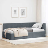 Corner Bed Frame Dark Grey 100 cm x 200 cm Velvet 42016318