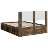 Bed Frame with Storage and Headboard Smoked Oak 160 x 200 cm 3414191