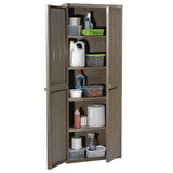 Garden Storage Cabinet Brown 65x45x172 cm PP Wood Look 151240