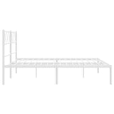 Metal Bed Frame without Mattress with Headboard White 140x200cm 372327
