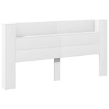 Storage Headboard with LED White Engineered Wood 3418700