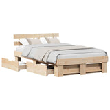 Bed Frame with Headboard Brown 140 x 190 cm Solid Pine Wood 3382280