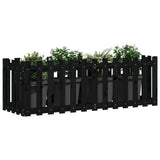 Garden Raised Bed with Fence Design Black 150x50x50 cm Solid Wood Pine 832494