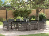 Garden Dining Set 9 pcs Grey Poly Rattan 3380628
