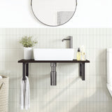 Basin Shelf Wall Mounted Steel and Solid Wood Oak 3302621