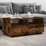 ZNTS Coffee Table with LED Lights Smoked Oak 90x49x40 cm 839837