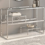 Console Table Silver Stainless Steel and Tempered Glass 350001