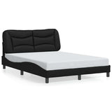 Bed Frame without Mattress "Hvar" Black 135x190 cm Double Faux Leather 3208050