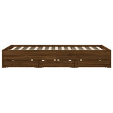 Bed Frame with Drawers without Mattress Brown Oak 150x200 cm King Size 3207272