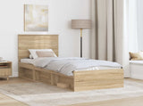 Bed Frame with Headboard Sonoma Oak 75 x 190 cm Solid Pine Wood 3411075