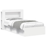 Bed Frame with Storage White 90 x 190 cm Engineered Wood 3433445