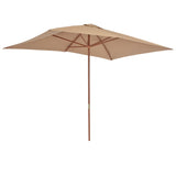 ZNTS Garden Parasol with Wooden Pole 200x300 cm Taupe 44514