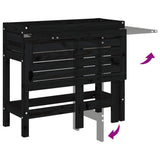Garden Planter with Folding Tabletop Black Solid Wood Pine 825125