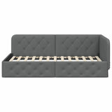 Corner Bed Frame with Headboard Dark Grey 90 x 200 cm Fabric 42016496