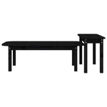 ZNTS 2 Piece Coffee Table Set Black Solid Wood Pine 822366