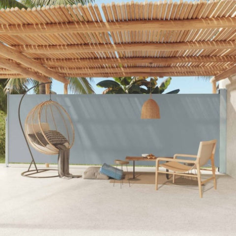 ZNTS Patio Retractable Side Awning 180x600 cm Grey 317968