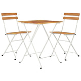 ZNTS 3 Piece Folding Bistro Set Solid Wood Acacia and Steel 319972