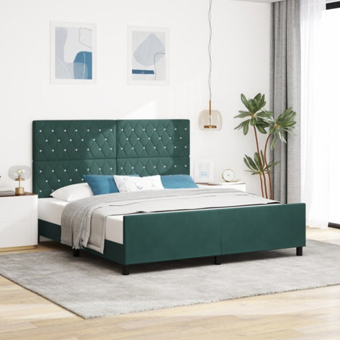 ZNTS Bed Frame in Dark Green, 180x200 cm, Velvet 3344894