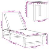 Sun Loungers 2 pcs with Table Taupe Solid Wood Acacia and Textilene 3279255