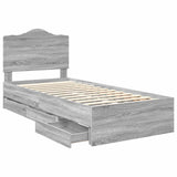 Bed Frame with Drawer Grey Sonoma 75 x 190 cm Engineer Wood 3413469