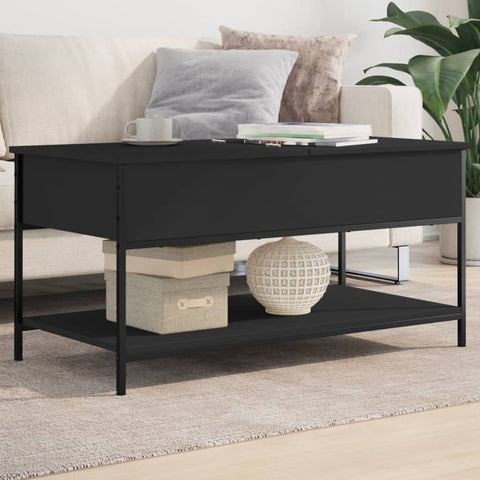 ZNTS Coffee Table Black 100x50x50 cm Engineered Wood and Metal 845346