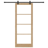 Sliding Door Natural 93 x 232 cm Solid Pine Wood and Glass 3332319