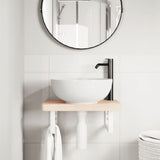 Basin Shelf Wall Mounted Steel and Solid Wood Beech 3302324