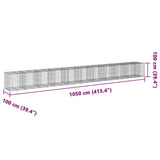 Gabion Basket with Cover 1050x100x100 cm Galvanised Iron 3295209