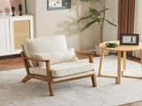 Oak Armrest Oak Upholstered Single Lounge Chair Indoor Lounge Chair Off-White 68954457