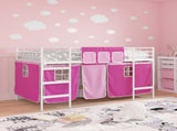 Kids'Loft Bed Frame with Curtains White and Pink 80 x 200 cm 42020823