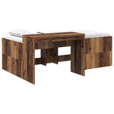 Kids'High Bed Frame with Desk Old Wood Engineered Wood 3422681