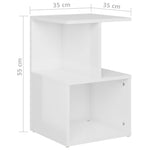 ZNTS Bedside Cabinets 2 pcs High Gloss White 35x35x55 cm Engineered Wood 806359