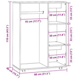 Wardrobe Grey Sonoma 80x40x110 cm Engineered Wood 815979